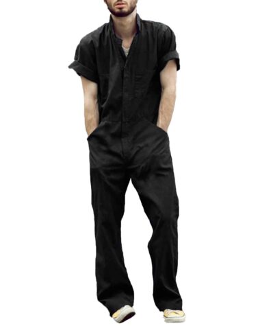 Combinaison salopette manches courtes style ouvrier pour homme