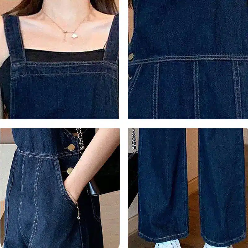 Combinaison salopettes en jean coupe élégante pour femme