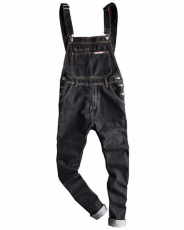 Salopette pantalon en jean denim noir pour homme
