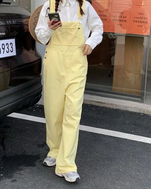 Salopette pantalon jaune streetwear femme