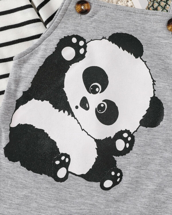 Ensemble salopette grise panda bébé garçon