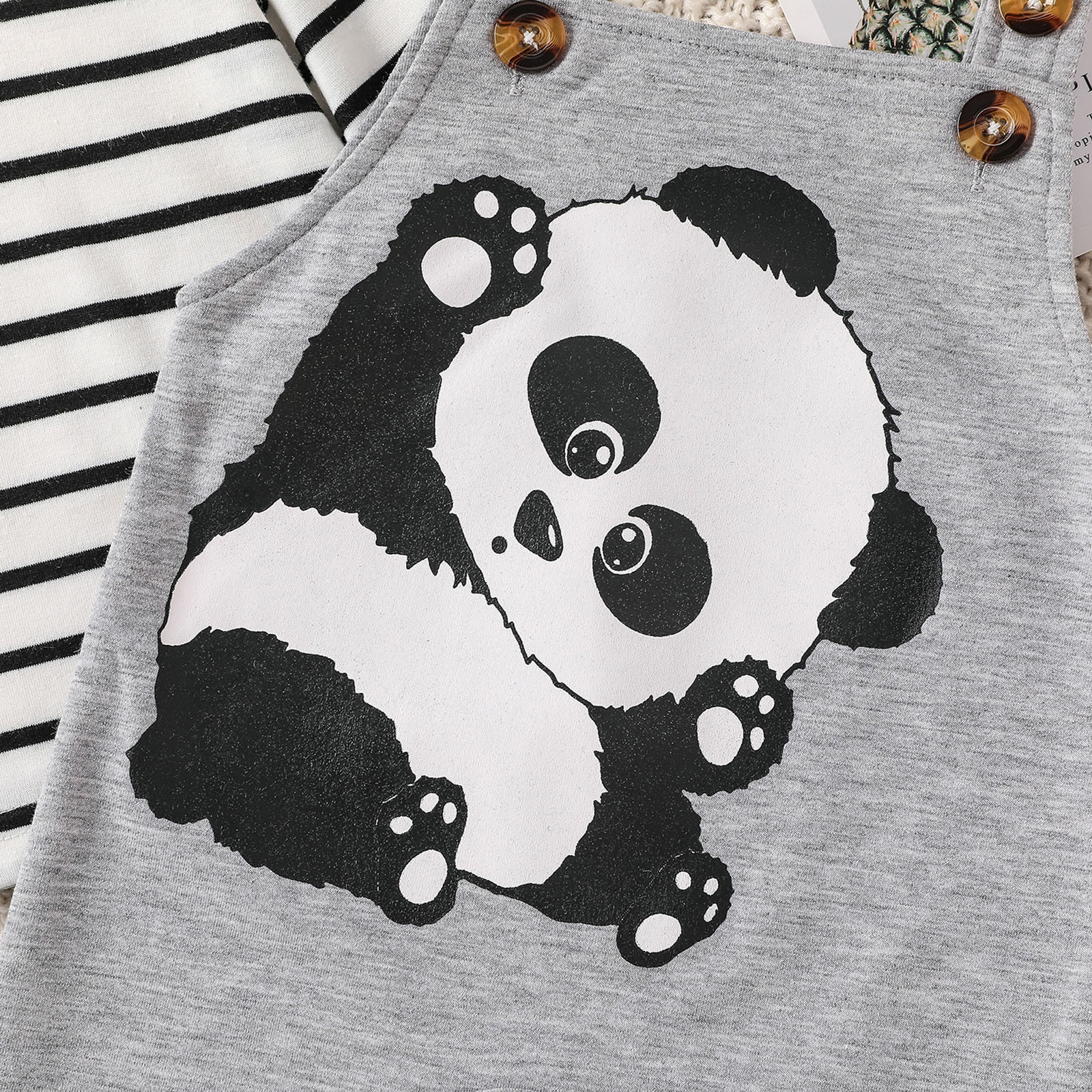 Ensemble salopette grise panda bébé garçon