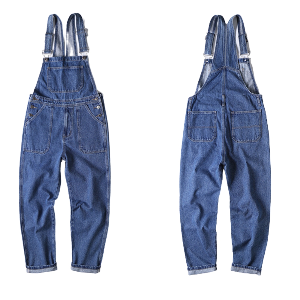 Salopette En Jean Bleu Pour Homme, Grande Taille, Bretelles