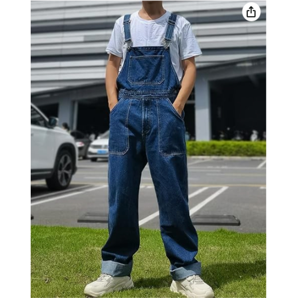 Salopette pantalon à bretelles en jean pour homme