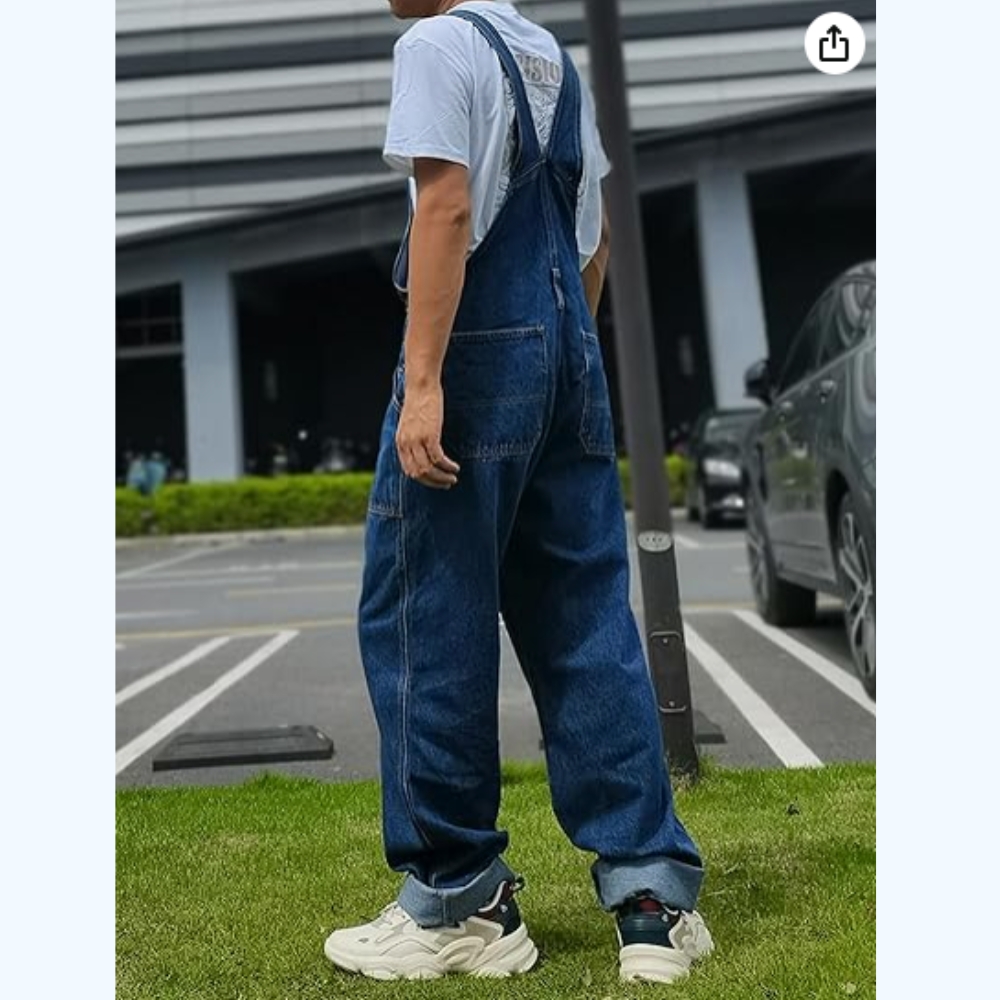 Salopette pantalon à bretelles en jean pour homme