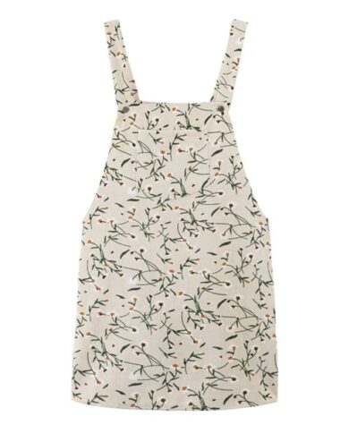 Robe salopette en velours à fleurs