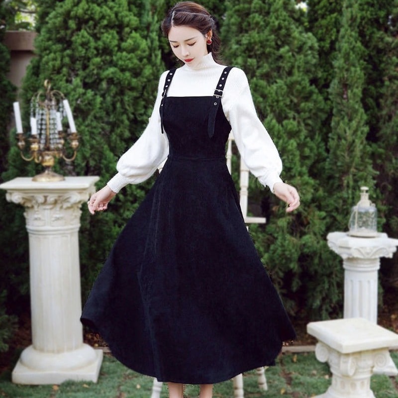 Jupe Salopette Noire Salopette Robe Velour Ensemble Fille Robe