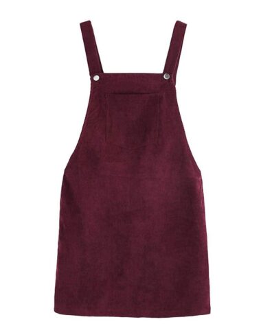 Robe salopette en velours unie