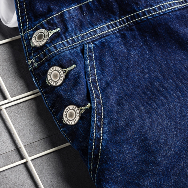 Salopette à bretelles en denim bleu homme