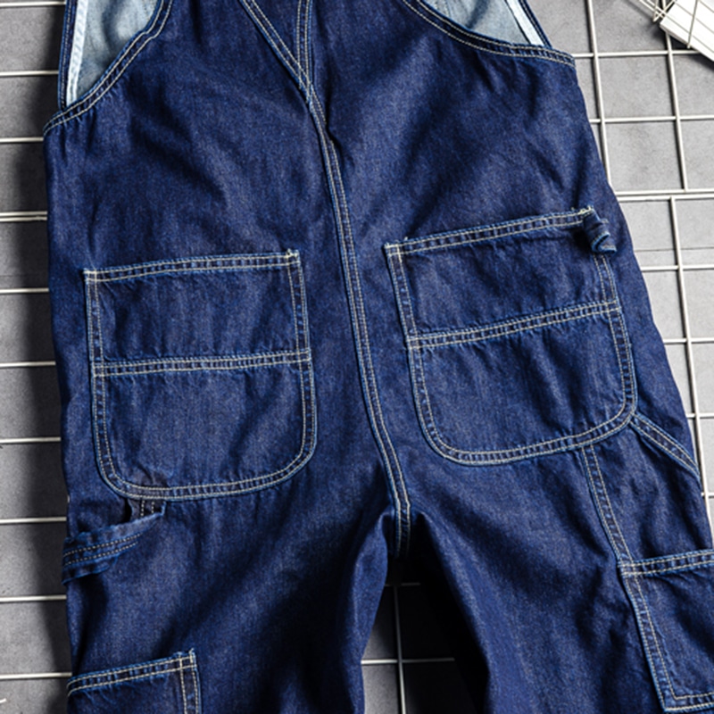 Salopette à bretelles en denim bleu homme 5 Salopette à bretelles en denim bleu homme
