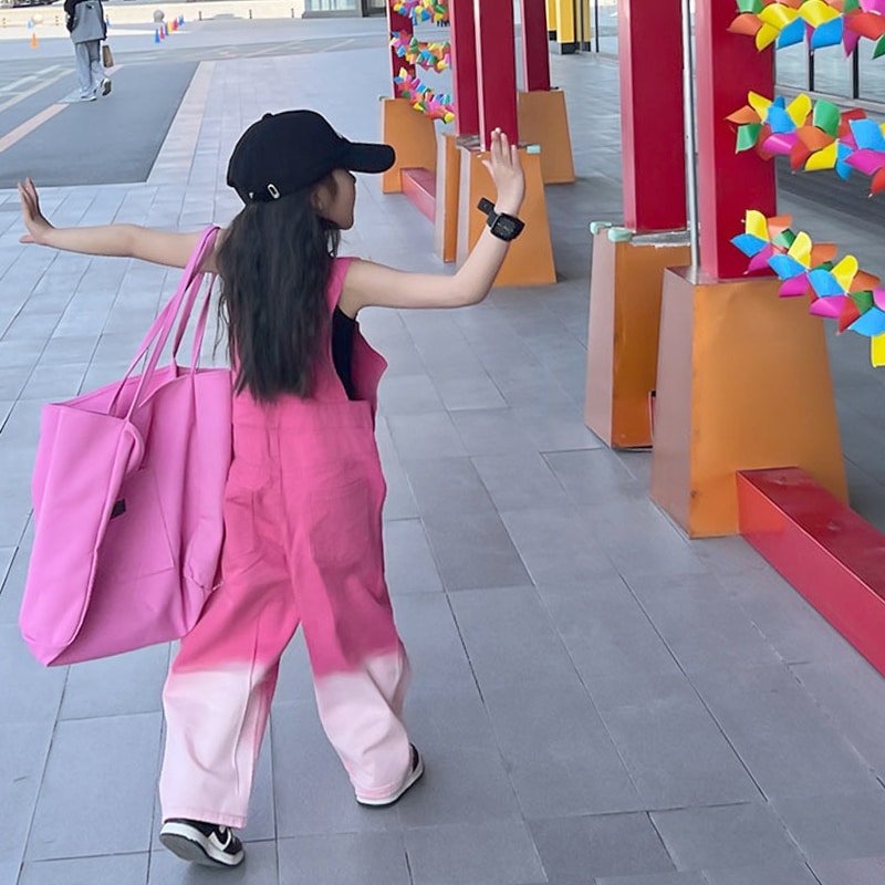 Salopette d'été rose délavé pour fille