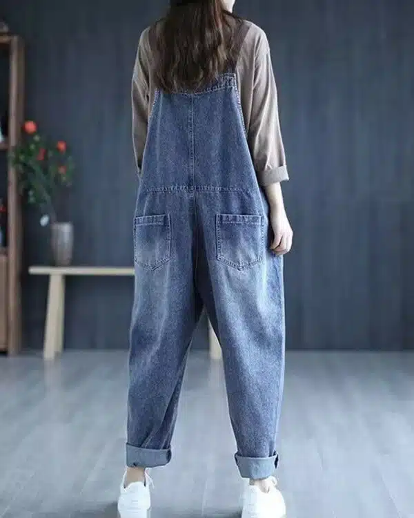 Salopette large en jean style baggy pour femme