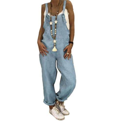 Salopette pantalon décontractée femme - Bleu, XL