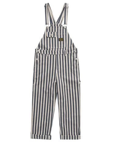 Salopette pantalon à rayures, blanche et bleu marine