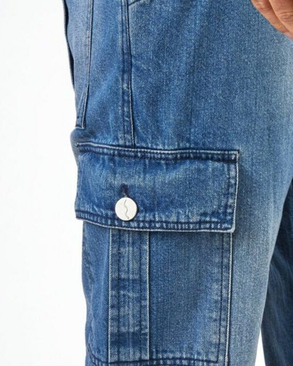 Salopette pantalon en jean multi-poches pour homme