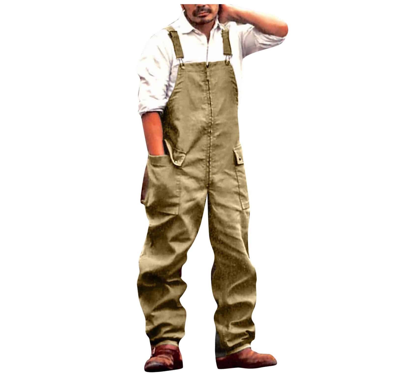 Salopette pantalon large en toile pour homme 11 Salopette pantalon large en toile pour homme