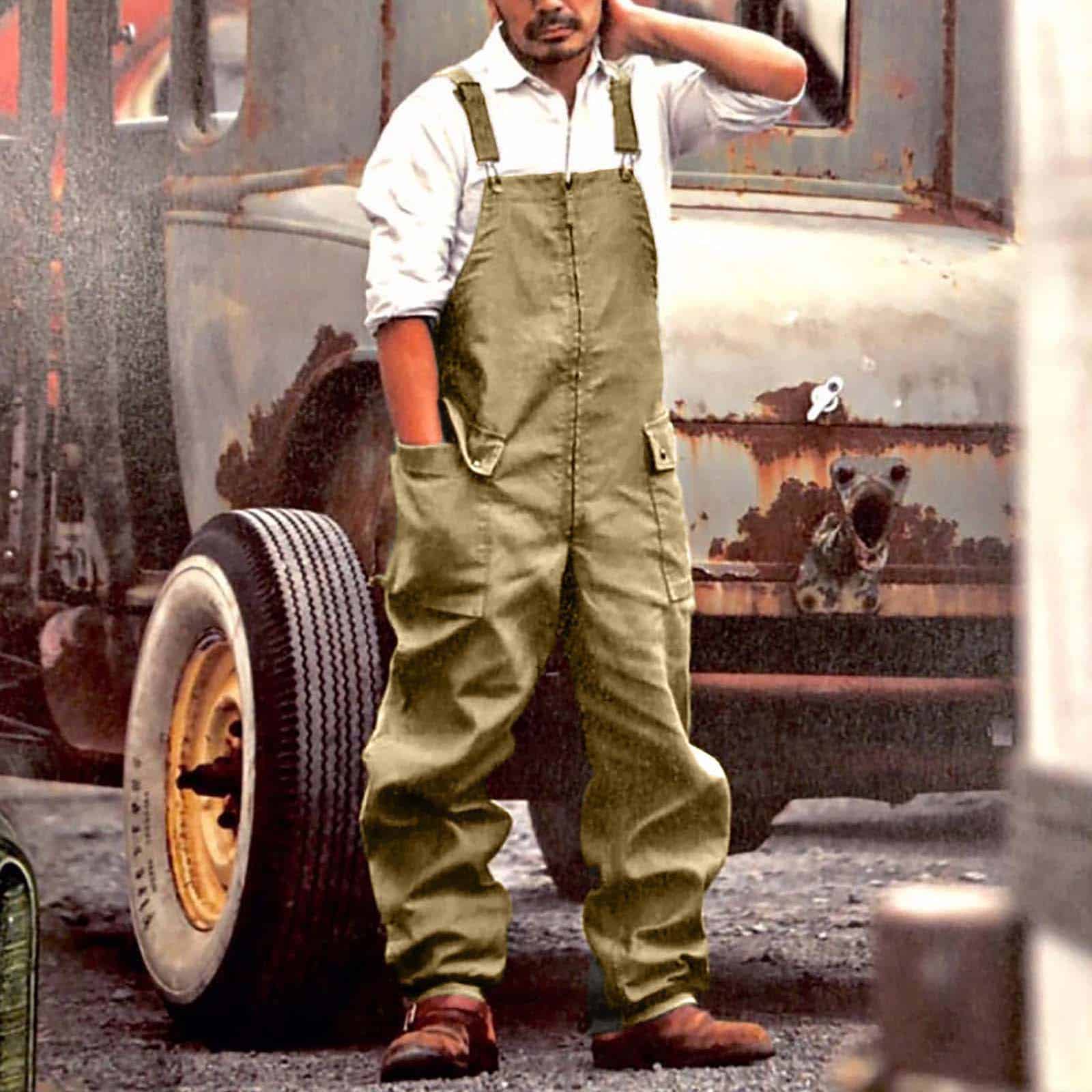 Salopette pantalon large en toile pour homme 3 Salopette pantalon large en toile pour homme
