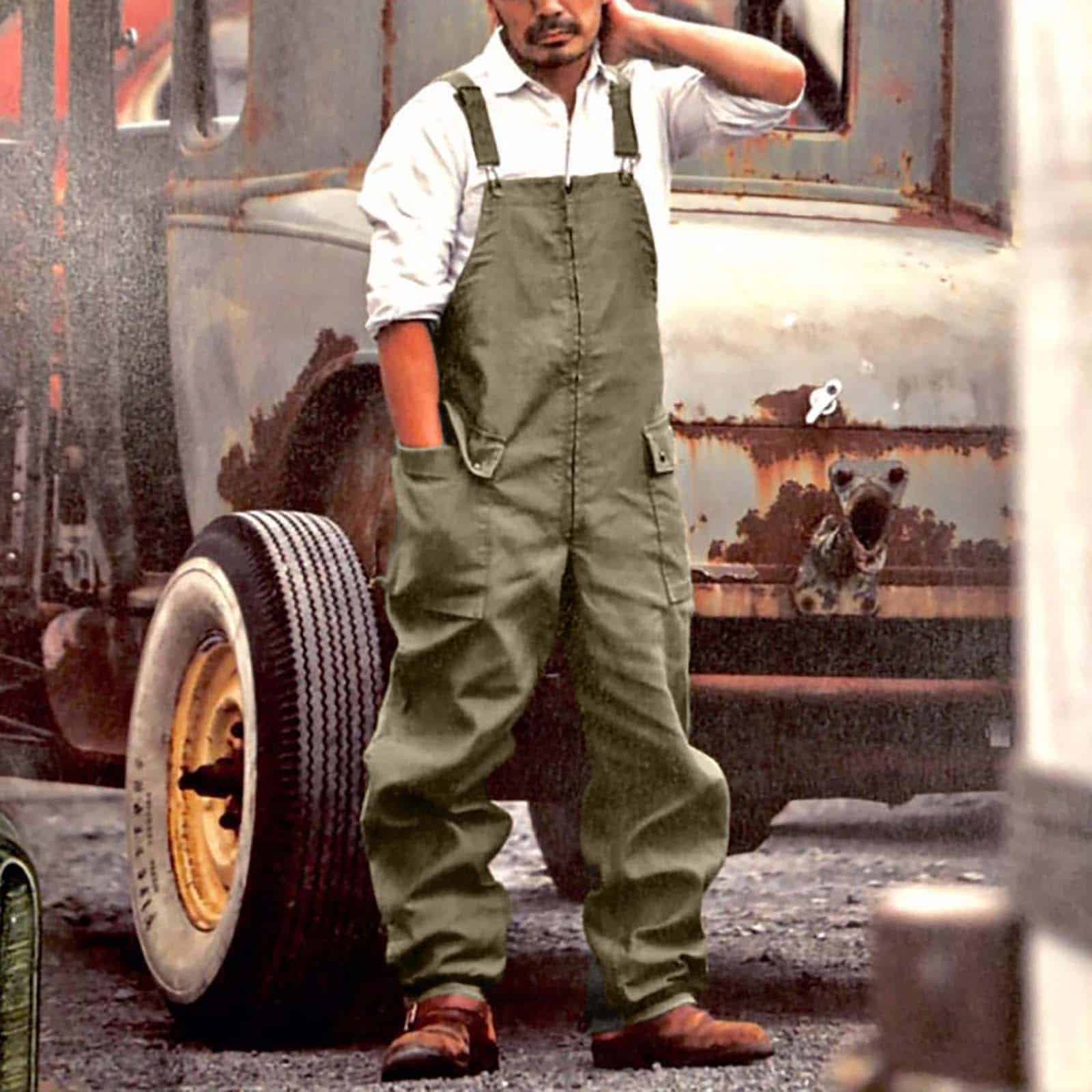 Salopette pantalon large en toile pour homme 4 Salopette pantalon large en toile pour homme