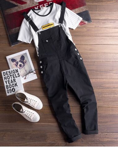 Salopette cargo en toile jean colorée