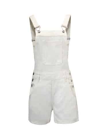 Salopette short en coton denim femme