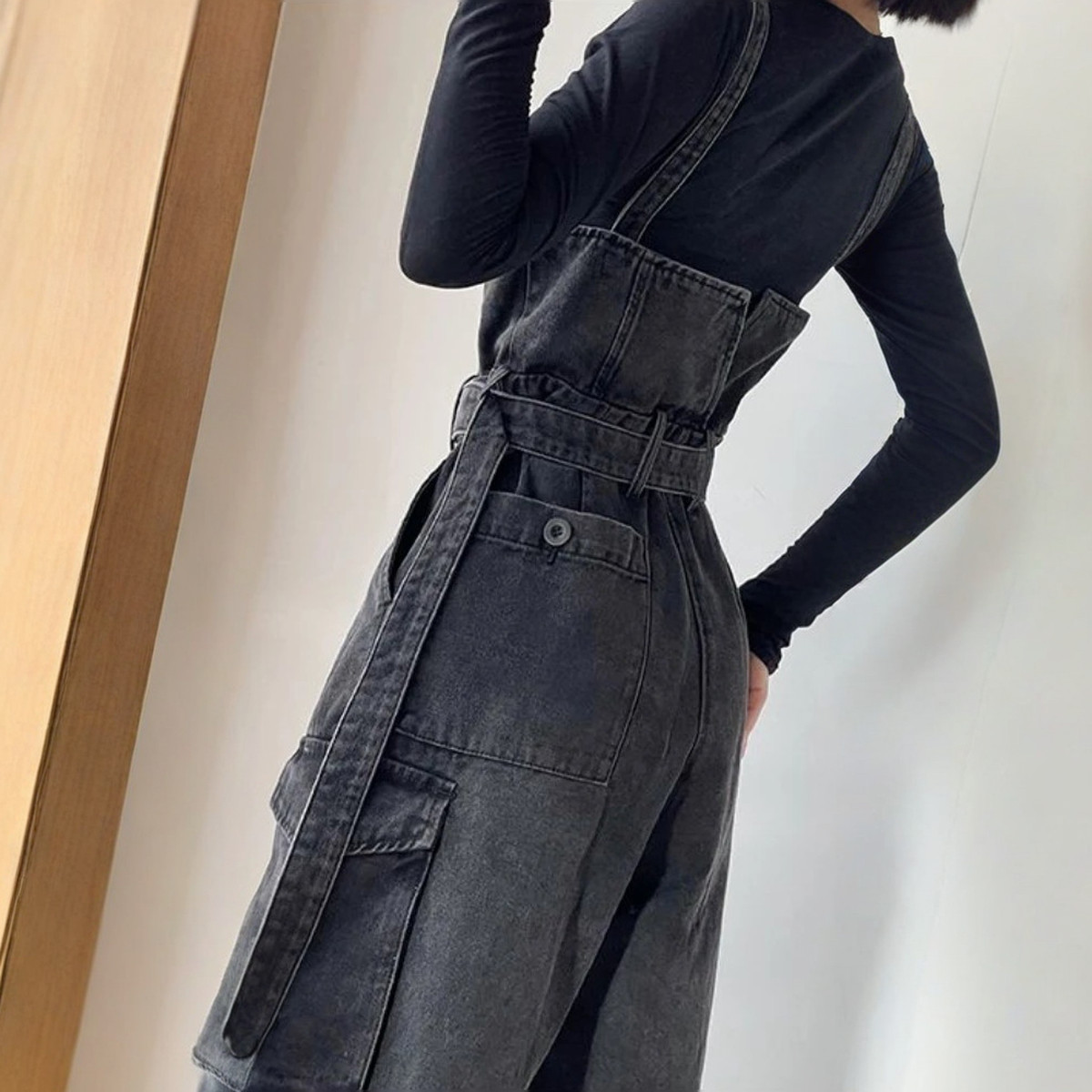 Salopette noire femme taille haute